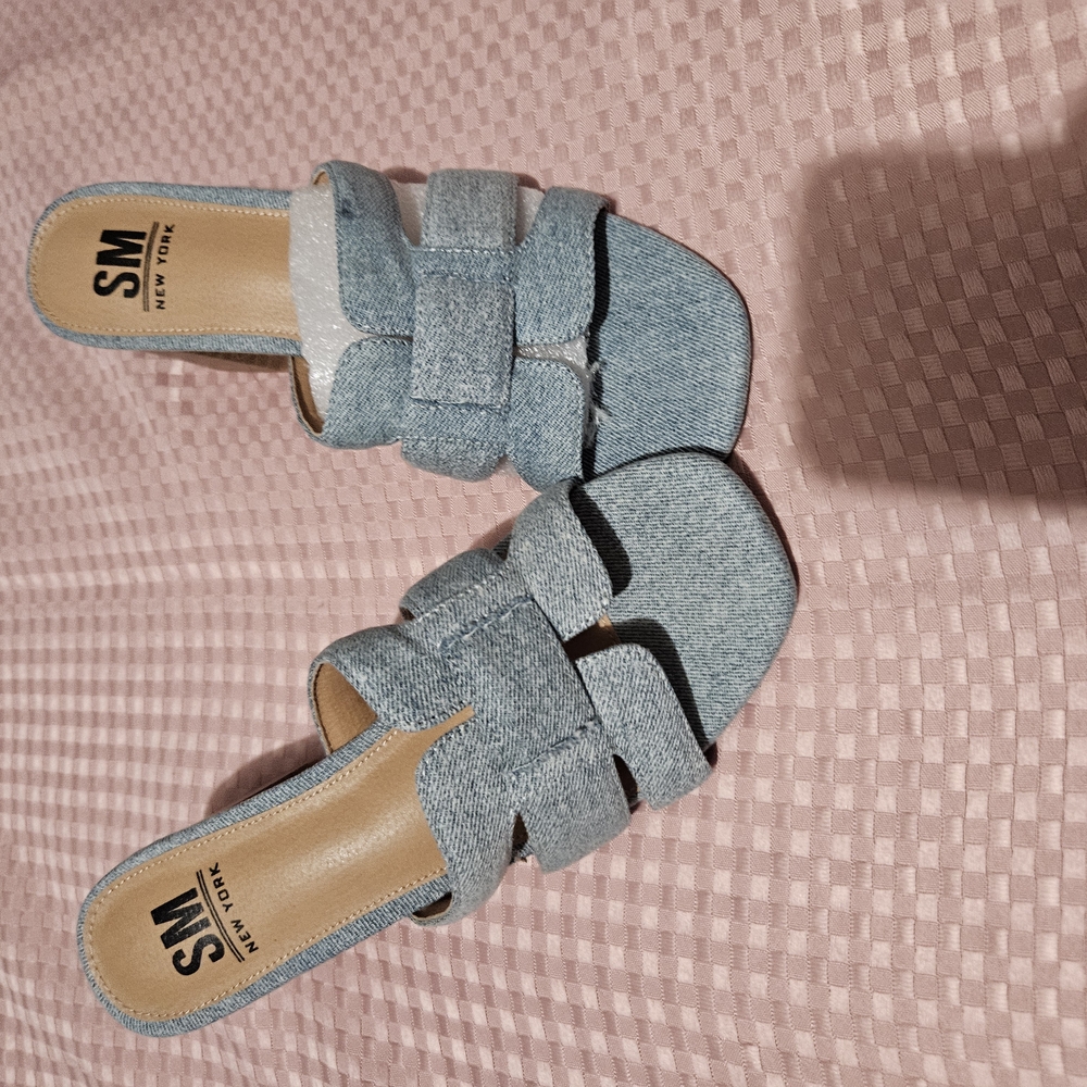 SM New York Women's Blue Slide Sandals